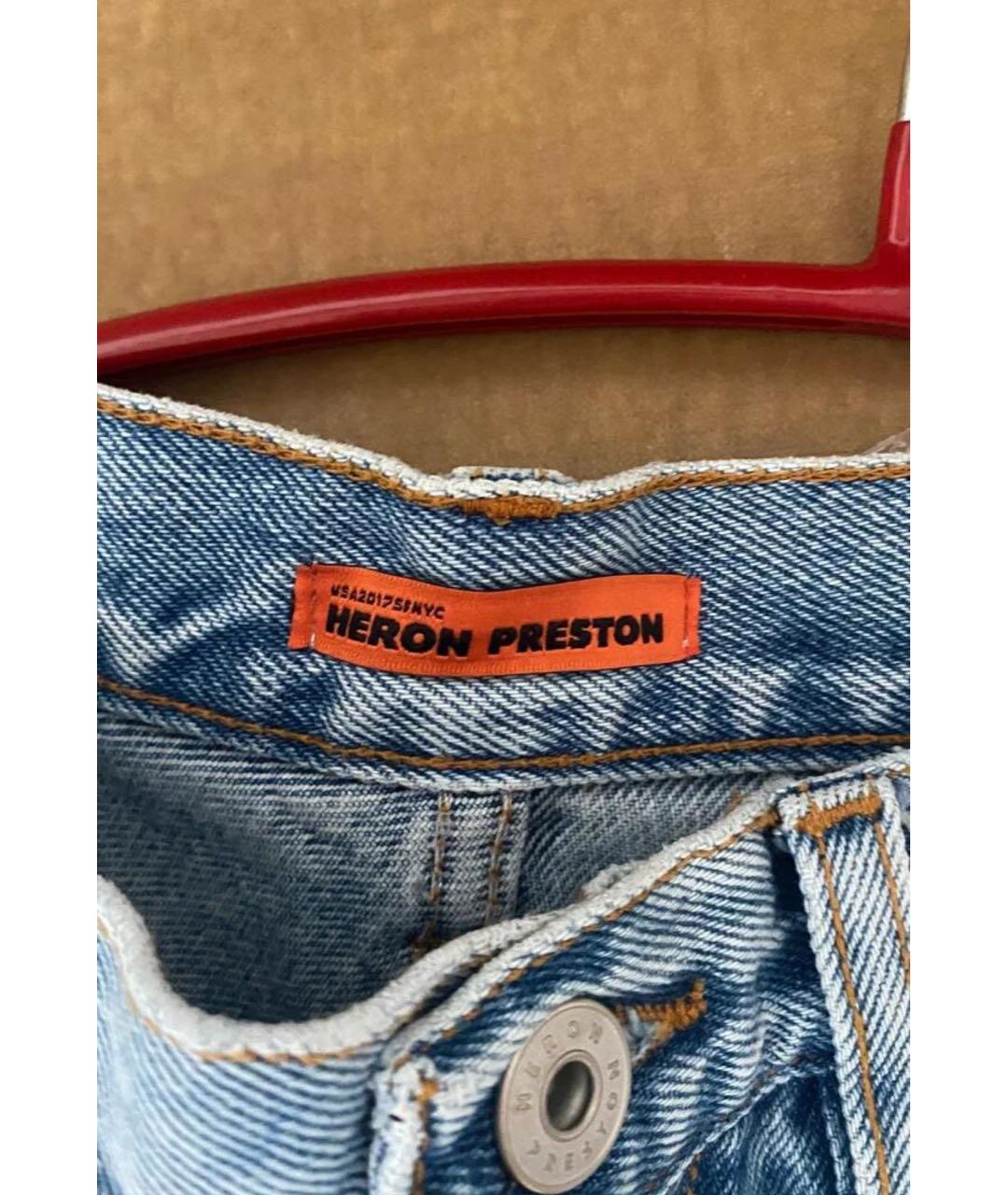 HERON PRESTON Голубые хлопковые джинсы слим, фото 3