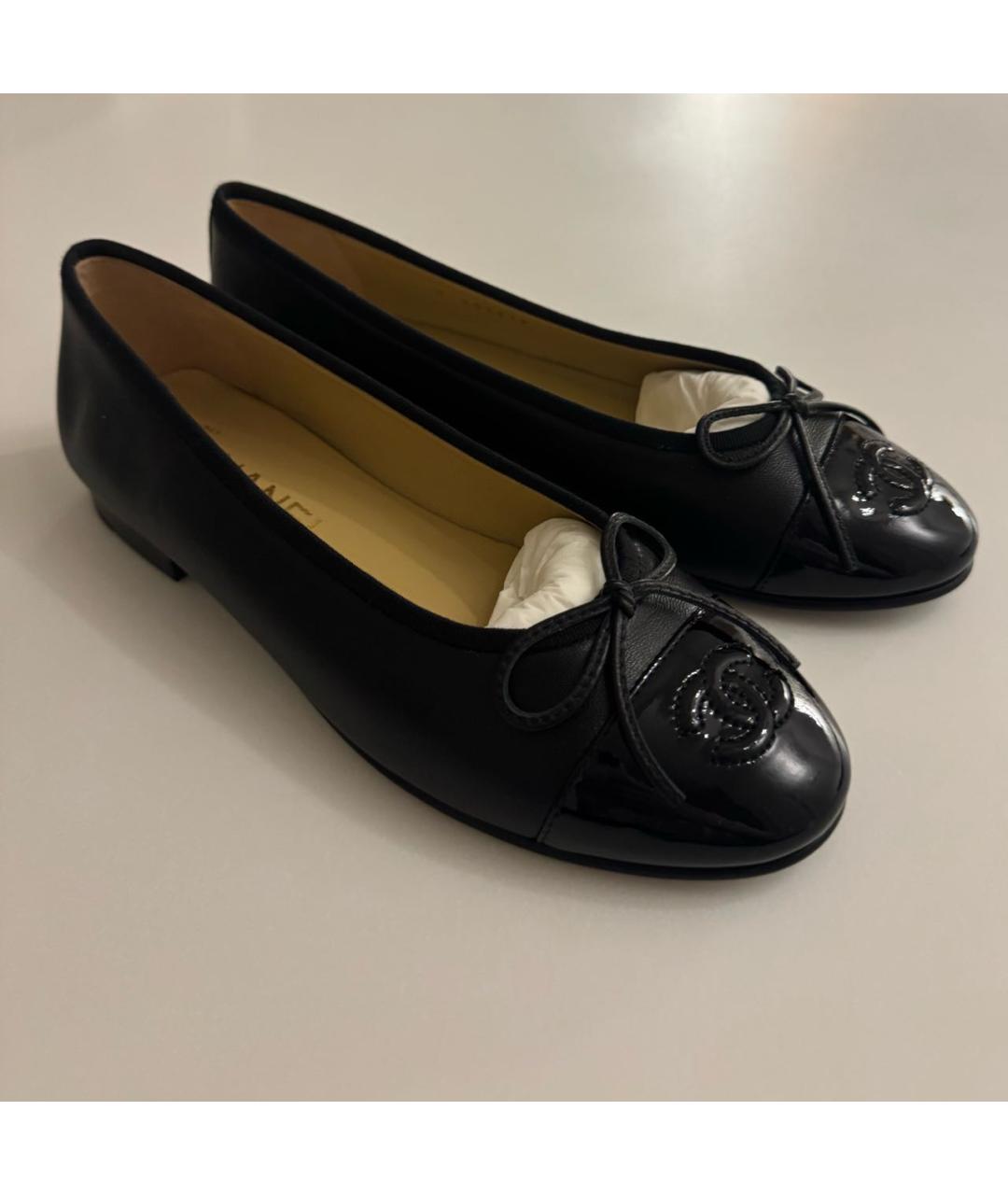 CHANEL Черные кожаные балетки, фото 6