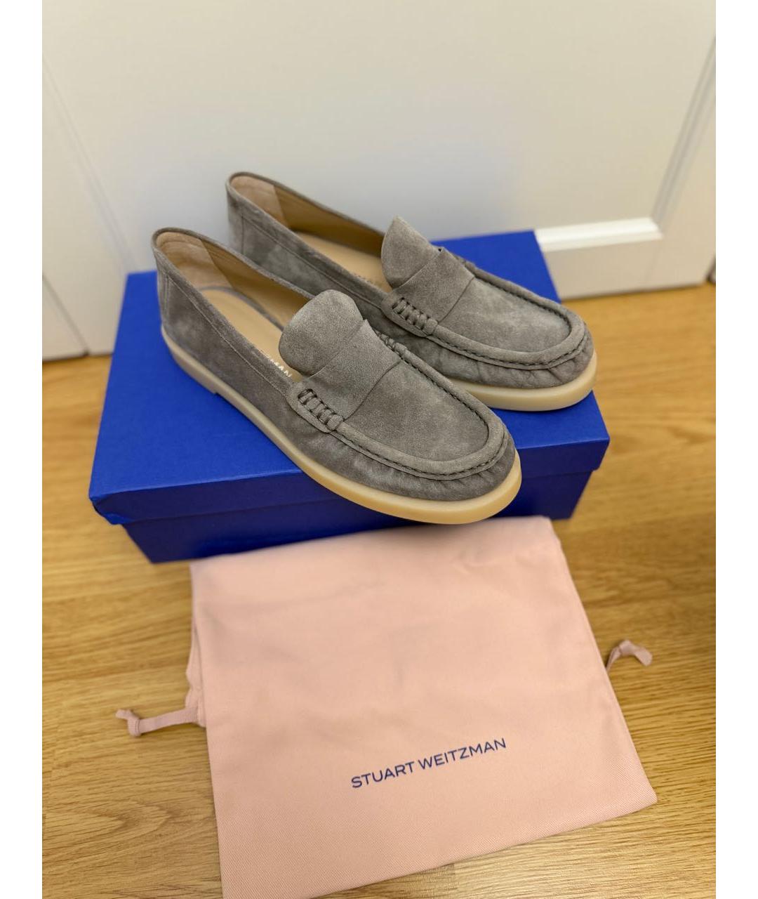 STUART WEITZMAN Антрацитовые замшевые лоферы, фото 7