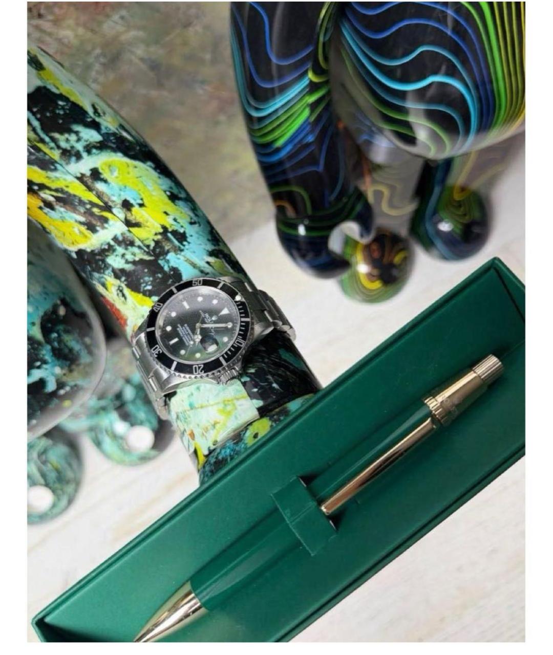 ROLEX Зеленая металлическая шариковая ручка, фото 3