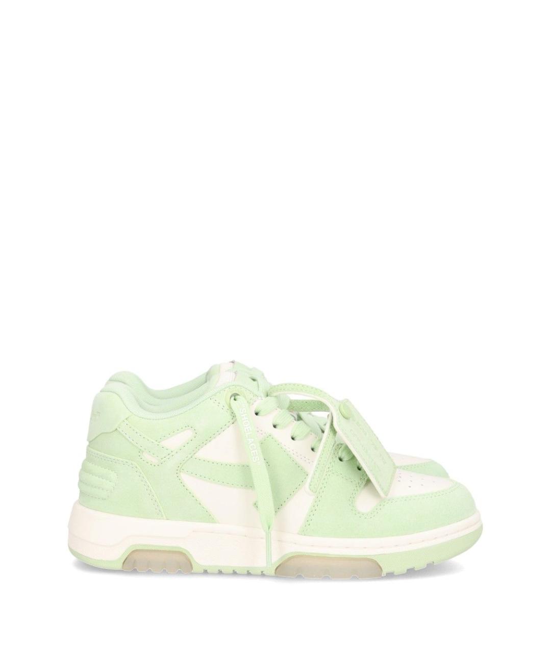 OFF-WHITE Зеленые кожаные кроссовки, фото 1