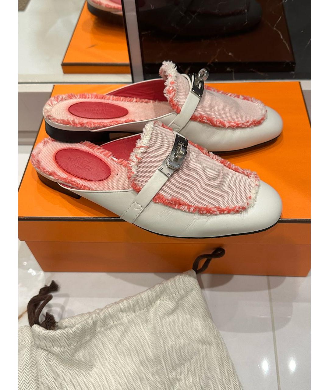 HERMES Розовые мюли, фото 9