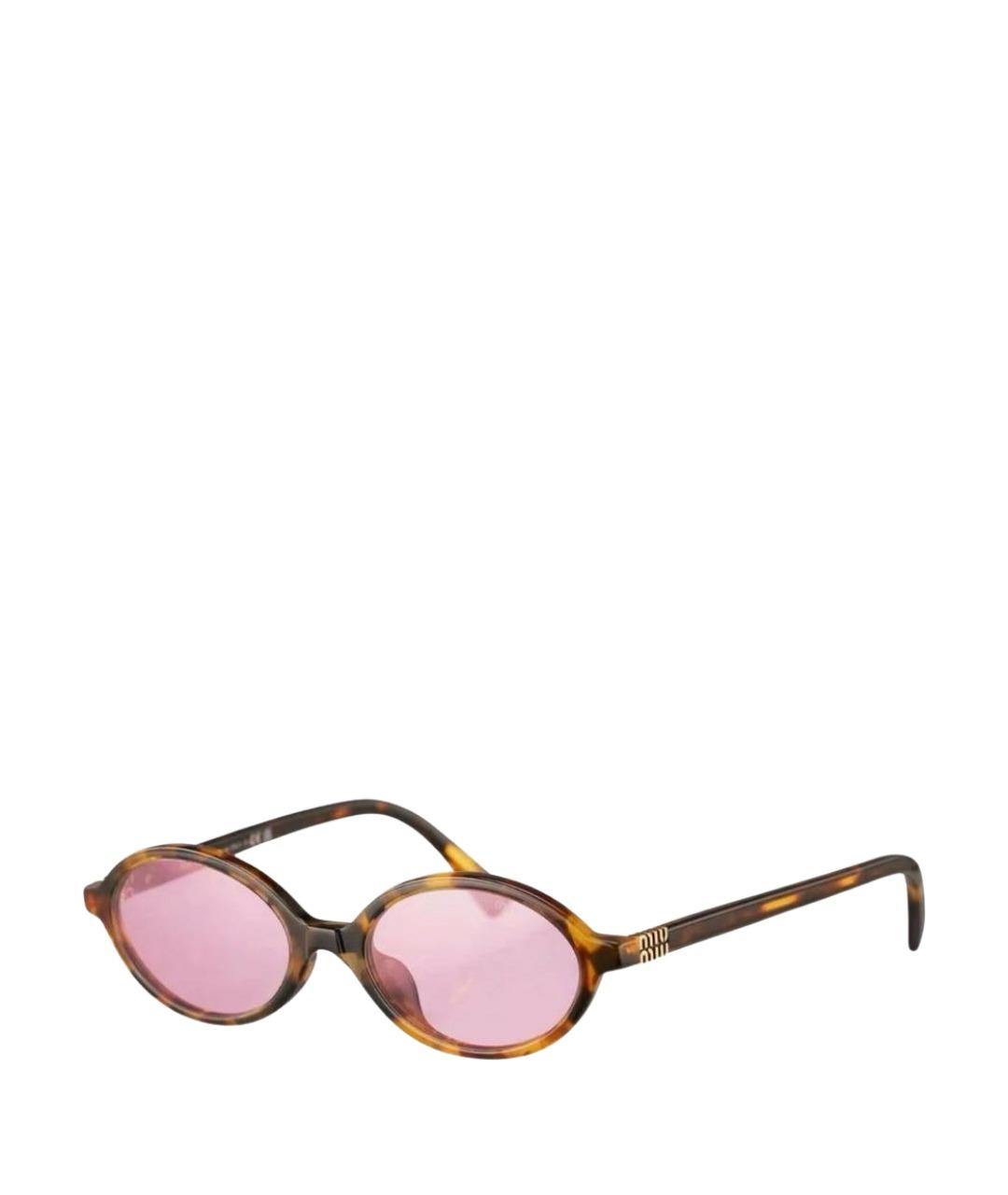MIU MIU Коричневые пластиковые солнцезащитные очки, фото 1