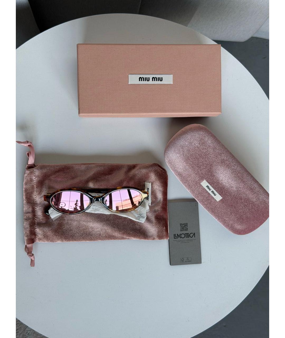 MIU MIU Коричневые пластиковые солнцезащитные очки, фото 5