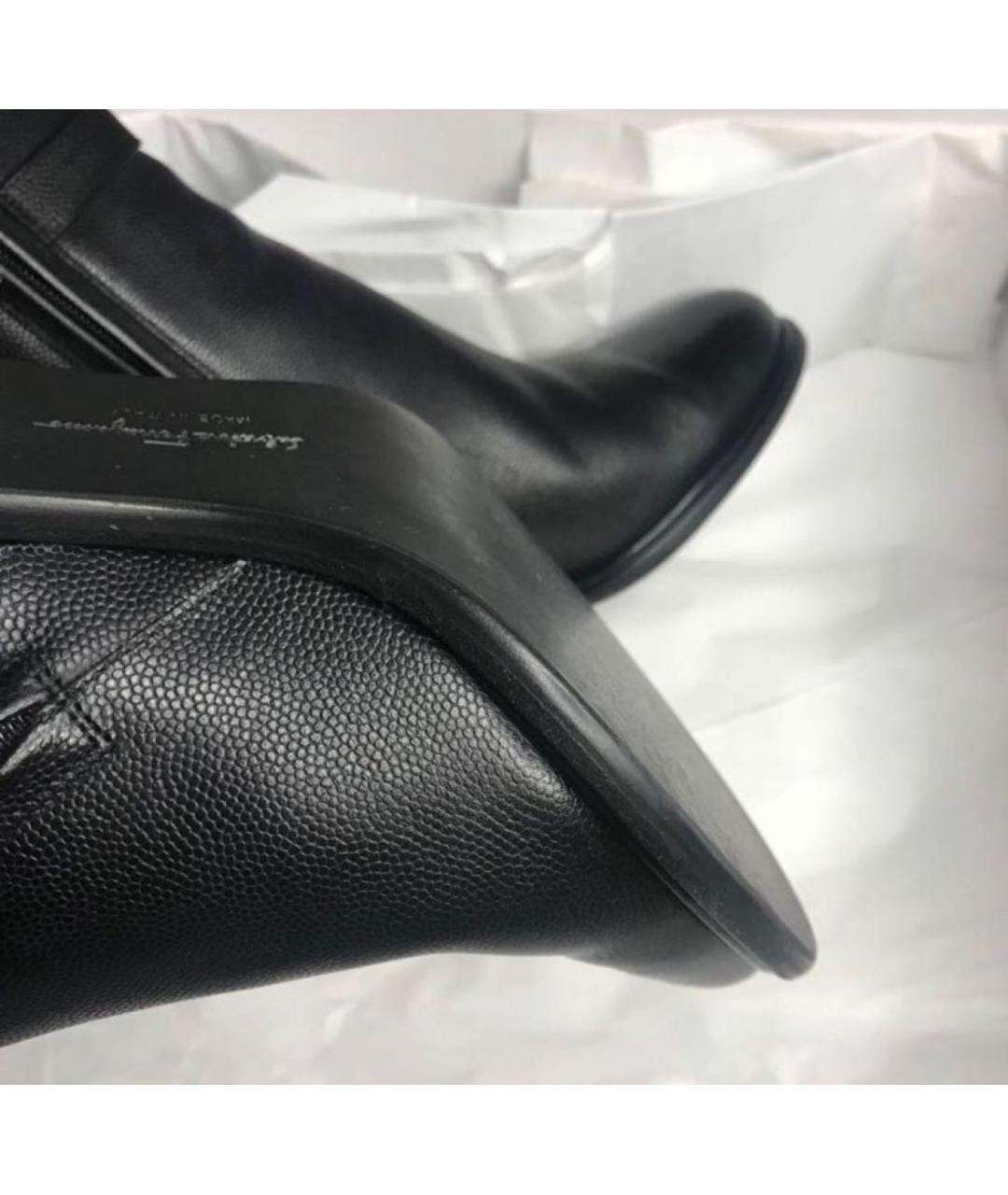 FERRAGAMO Черные кожаные ботильоны, фото 5