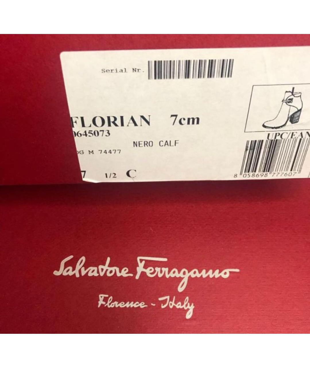 FERRAGAMO Черные кожаные ботильоны, фото 8