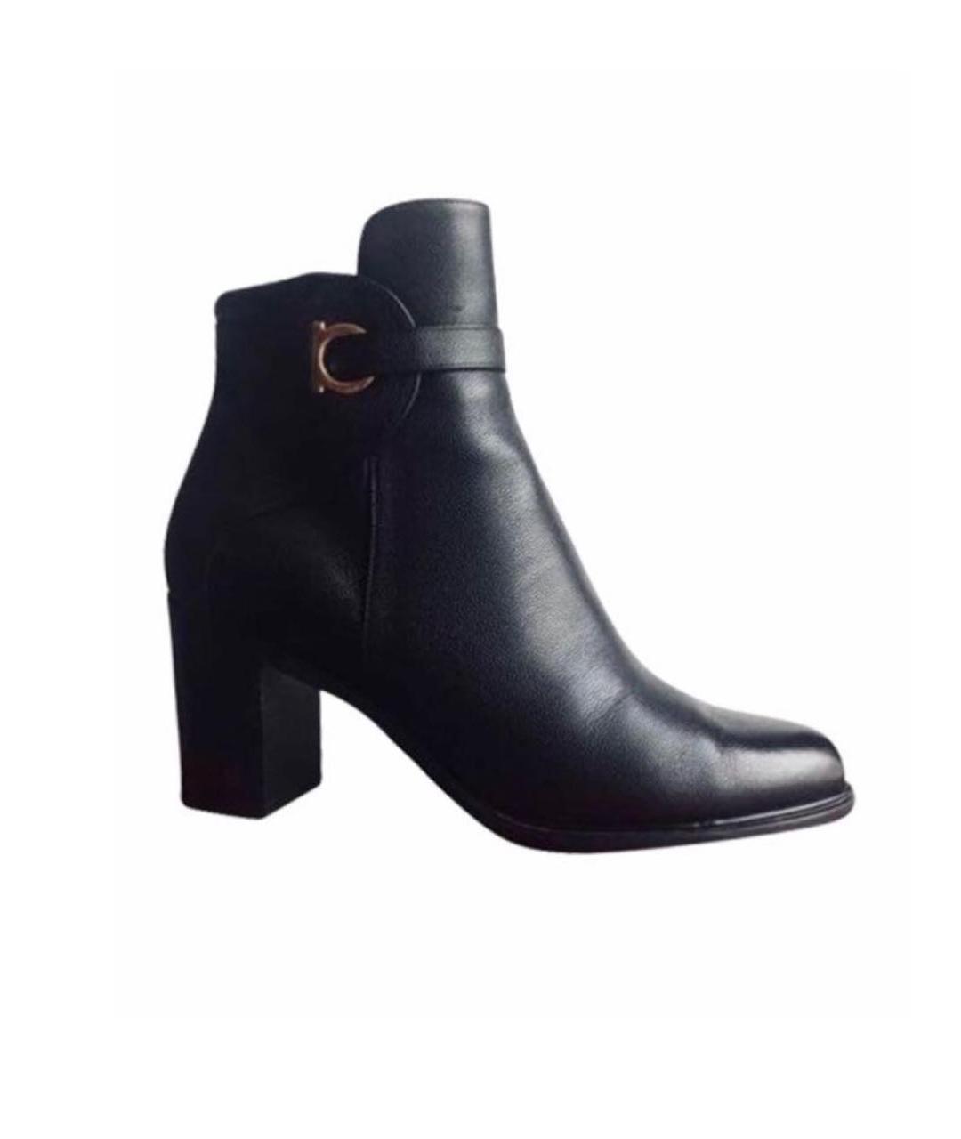 FERRAGAMO Черные кожаные ботильоны, фото 9