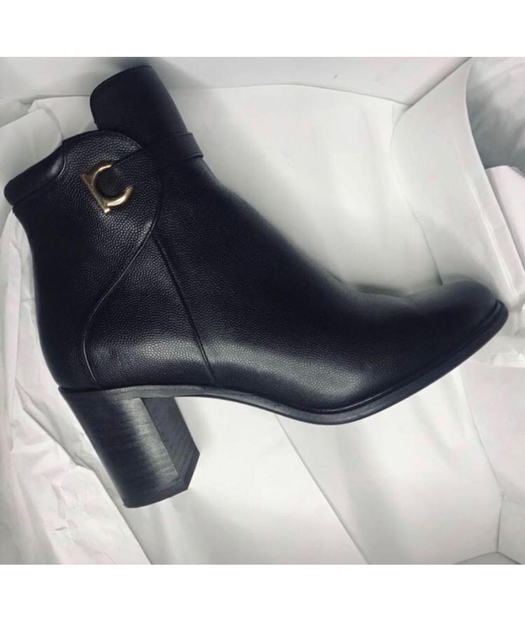 FERRAGAMO Черные кожаные ботильоны, фото 3