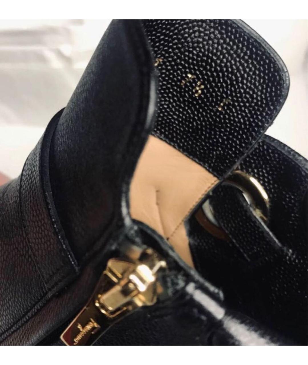 FERRAGAMO Черные кожаные ботильоны, фото 6