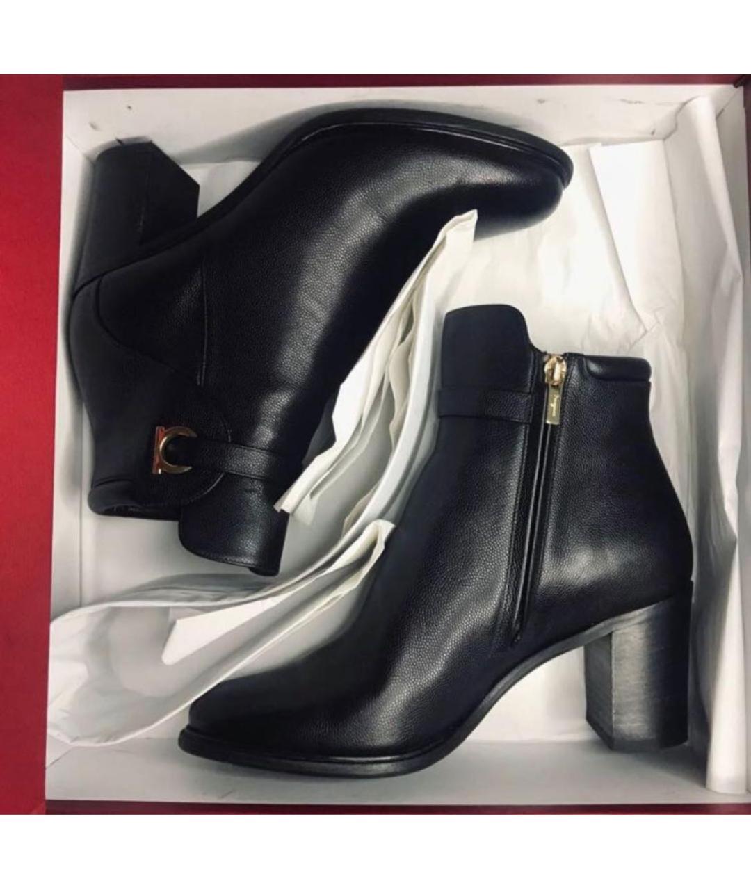 FERRAGAMO Черные кожаные ботильоны, фото 2