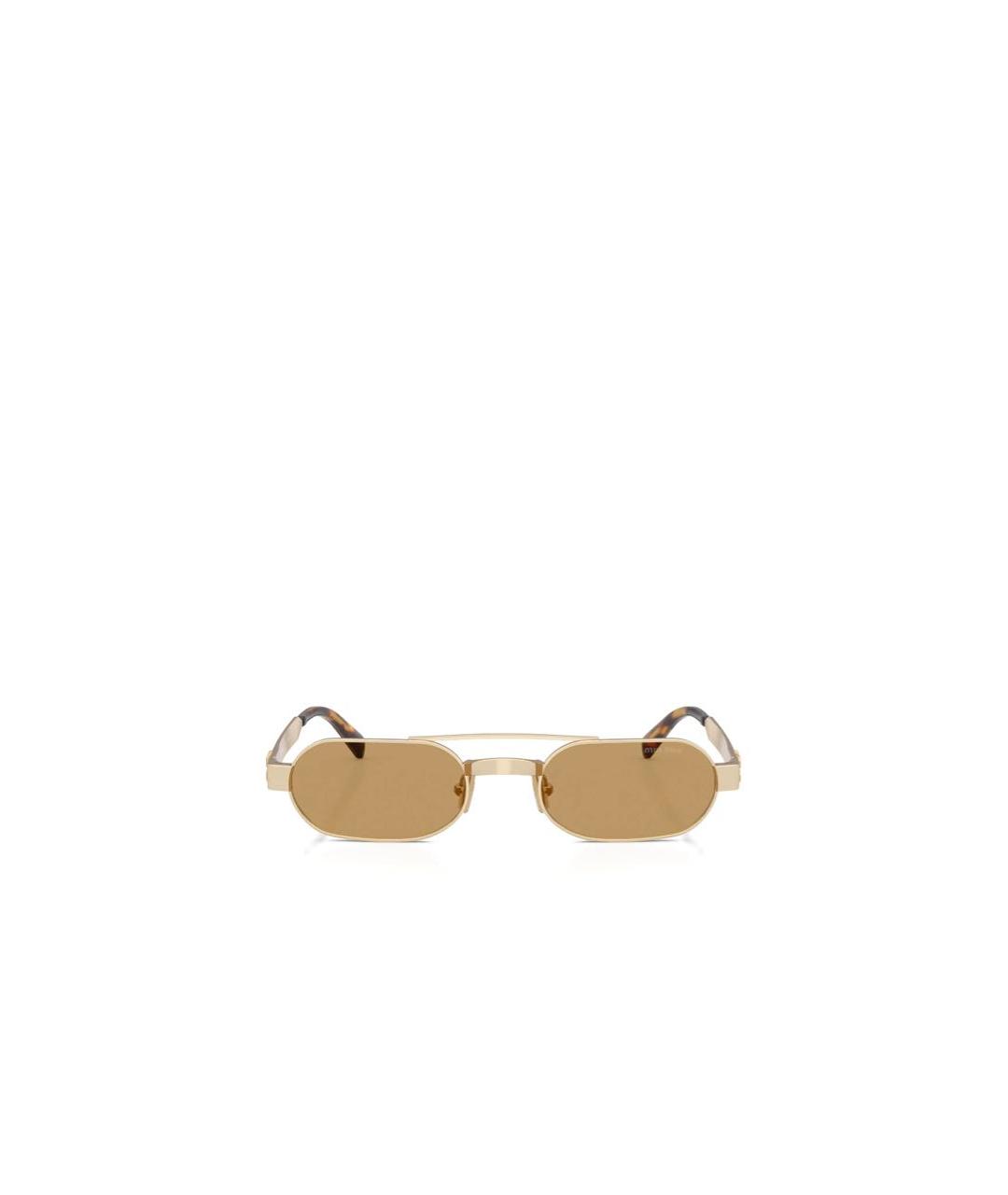 MIU MIU Золотые металлические солнцезащитные очки, фото 5