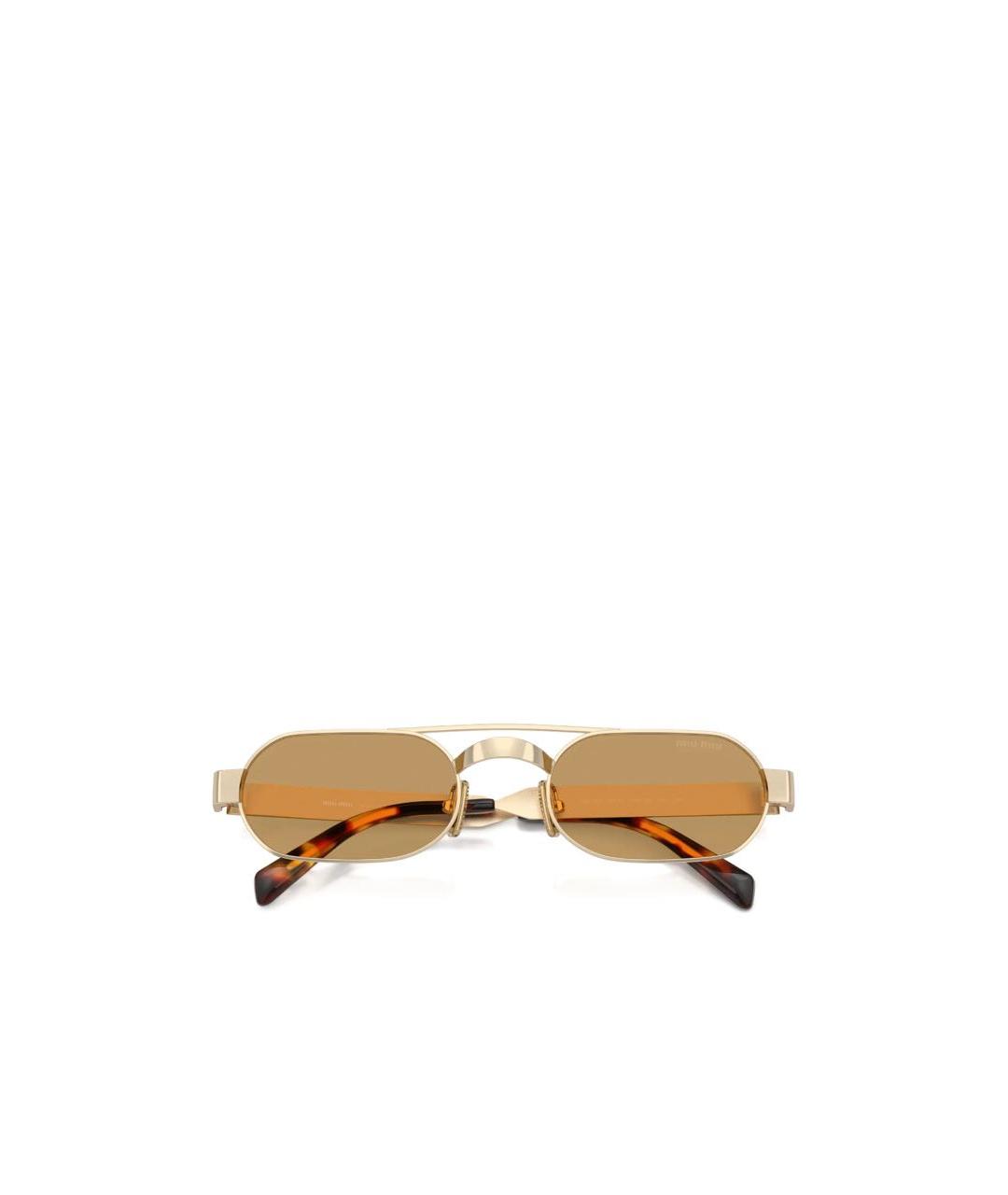 MIU MIU Золотые металлические солнцезащитные очки, фото 3