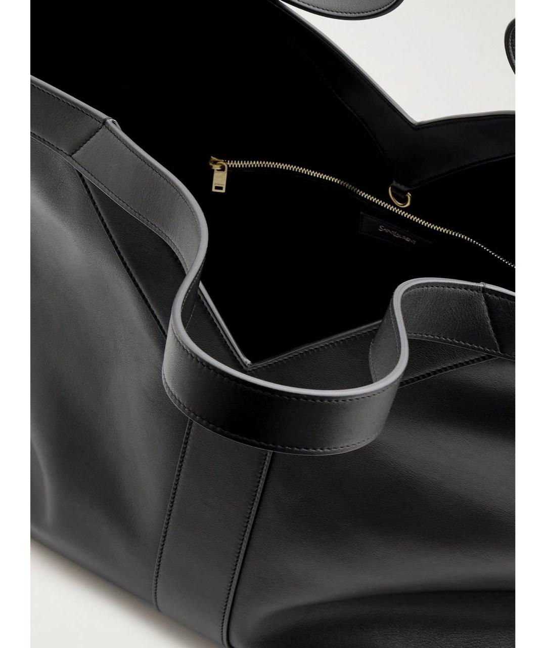 SAINT LAURENT Черная кожаная сумка тоут, фото 5