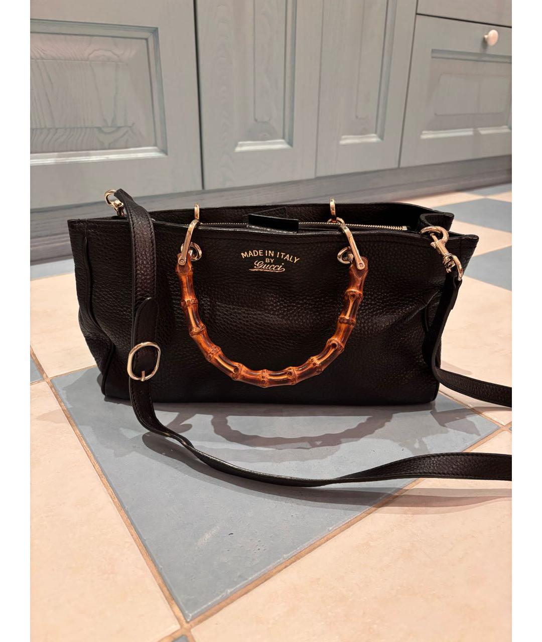 GUCCI Черная кожаная сумка с короткими ручками, фото 6