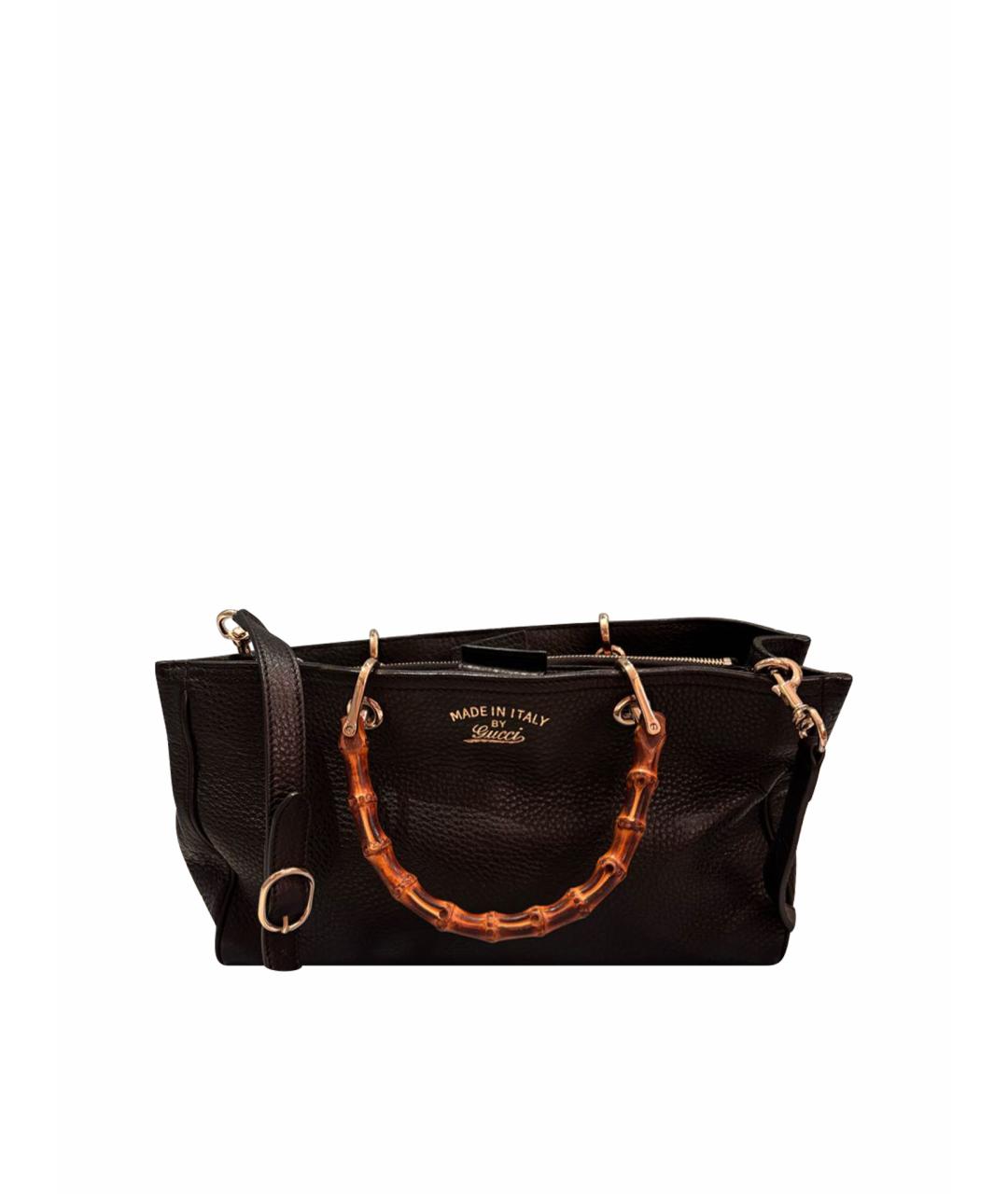 GUCCI Черная кожаная сумка с короткими ручками, фото 1