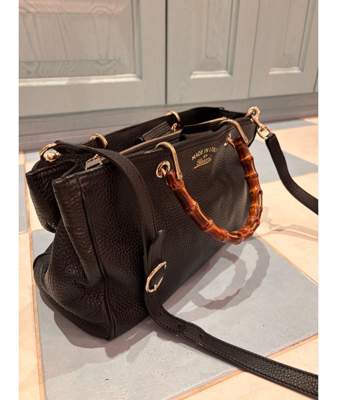 GUCCI Черная кожаная сумка с короткими ручками, фото 2