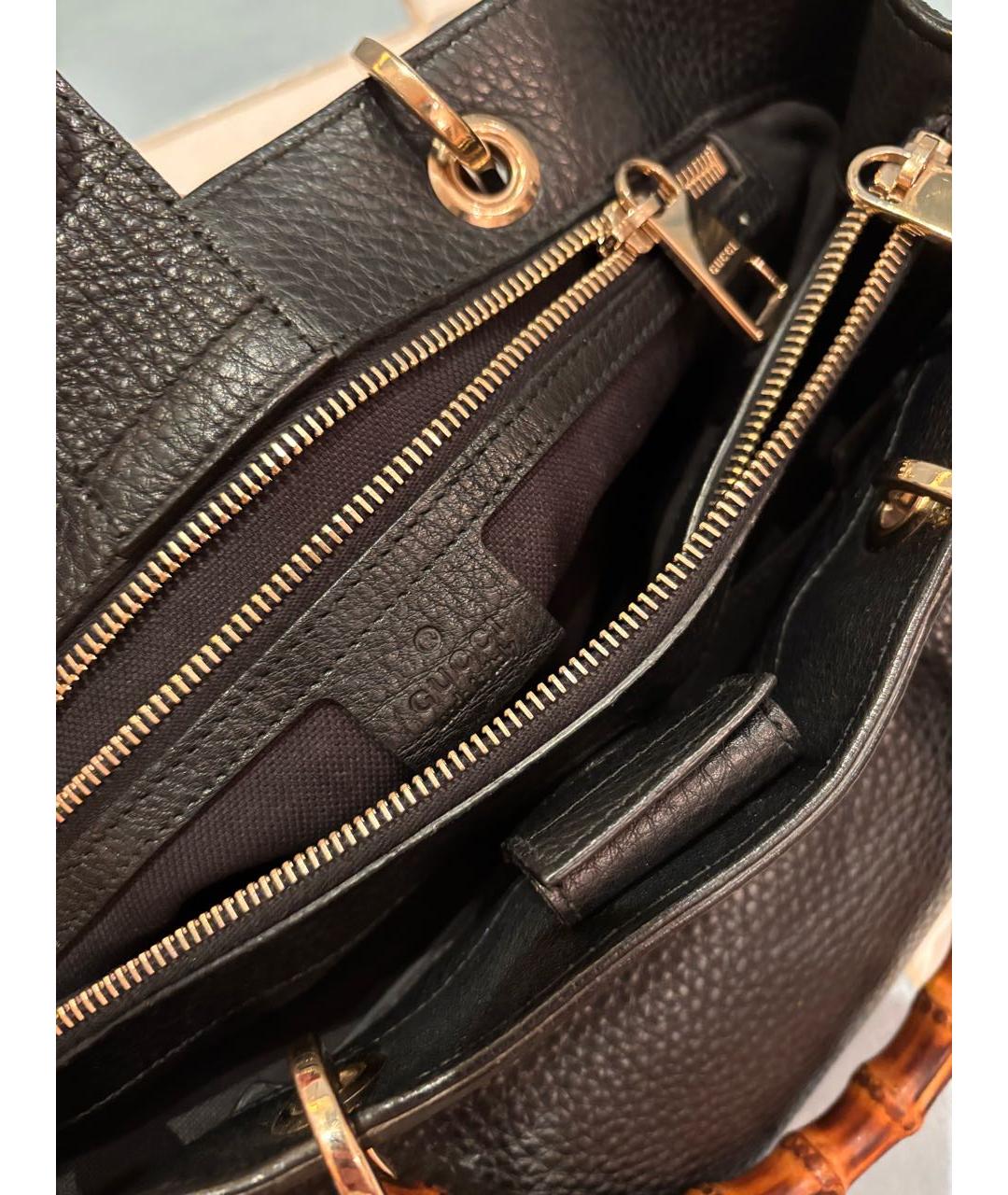 GUCCI Черная кожаная сумка с короткими ручками, фото 4