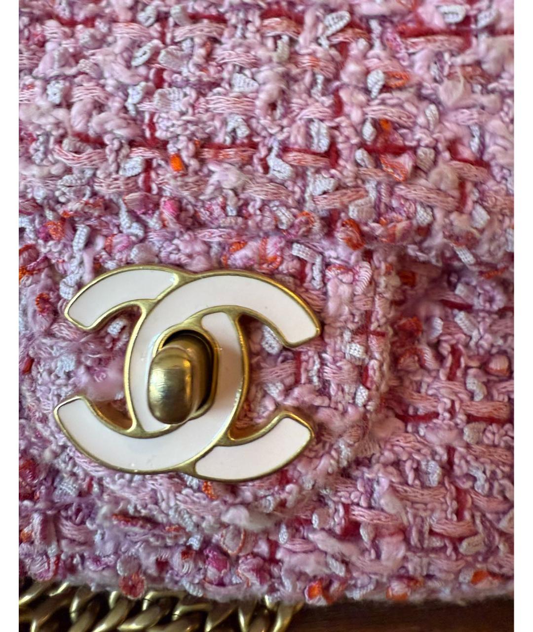 CHANEL Розовая твидовая сумка с короткими ручками, фото 3