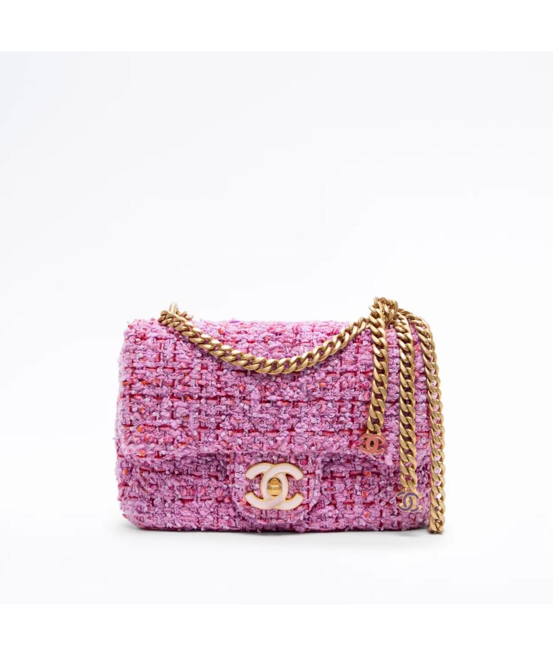 CHANEL Розовая твидовая сумка с короткими ручками, фото 8