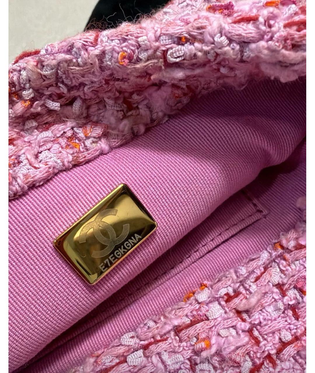 CHANEL Розовая твидовая сумка с короткими ручками, фото 7