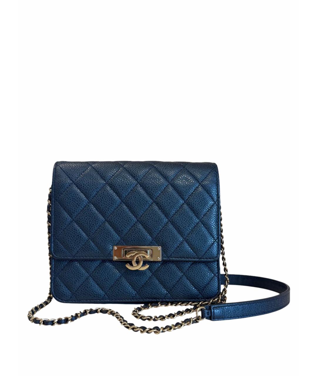 CHANEL Темно-синяя кожаная сумка через плечо, фото 1