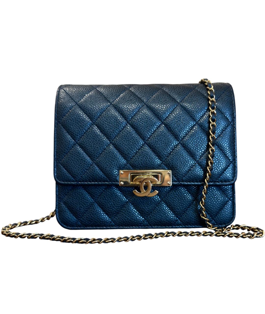 CHANEL Темно-синяя кожаная сумка через плечо, фото 1