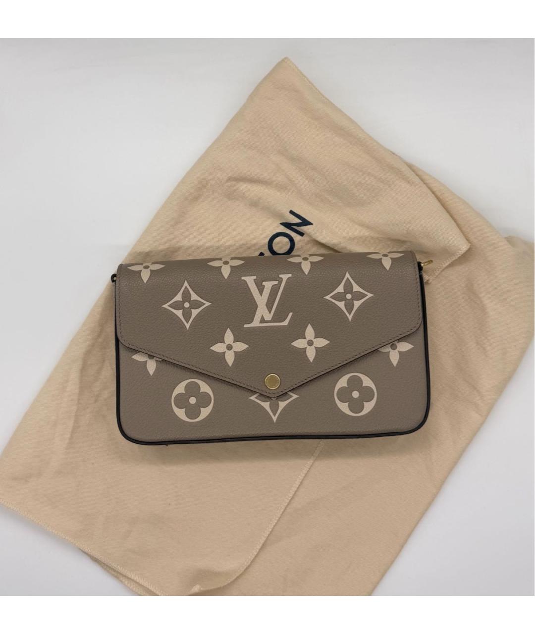 LOUIS VUITTON Бежевая кожаная сумка через плечо, фото 5