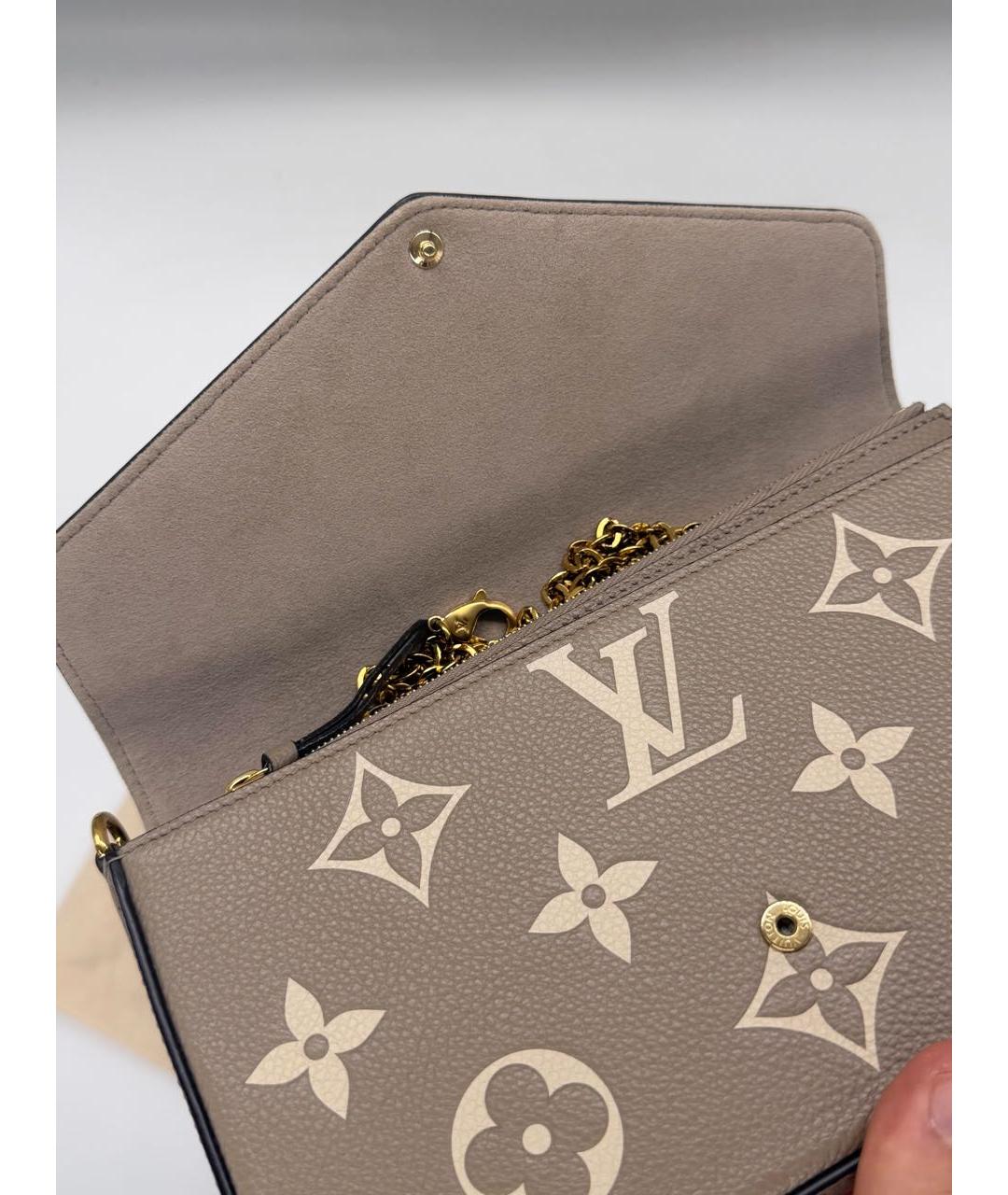 LOUIS VUITTON Бежевая кожаная сумка через плечо, фото 3