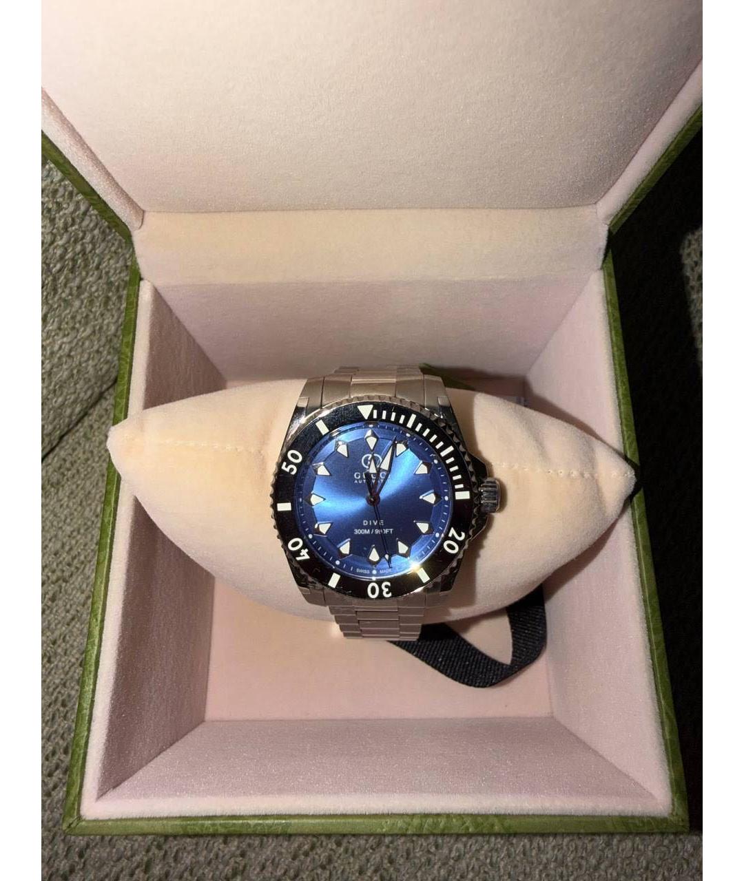 GUCCI Синие серебряные часы, фото 4
