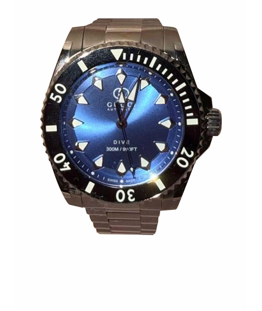 GUCCI Синие серебряные часы, фото 1
