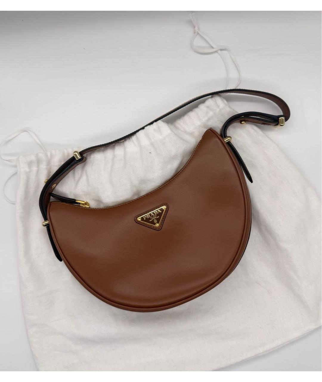 PRADA Коричневая кожаная сумка через плечо, фото 5