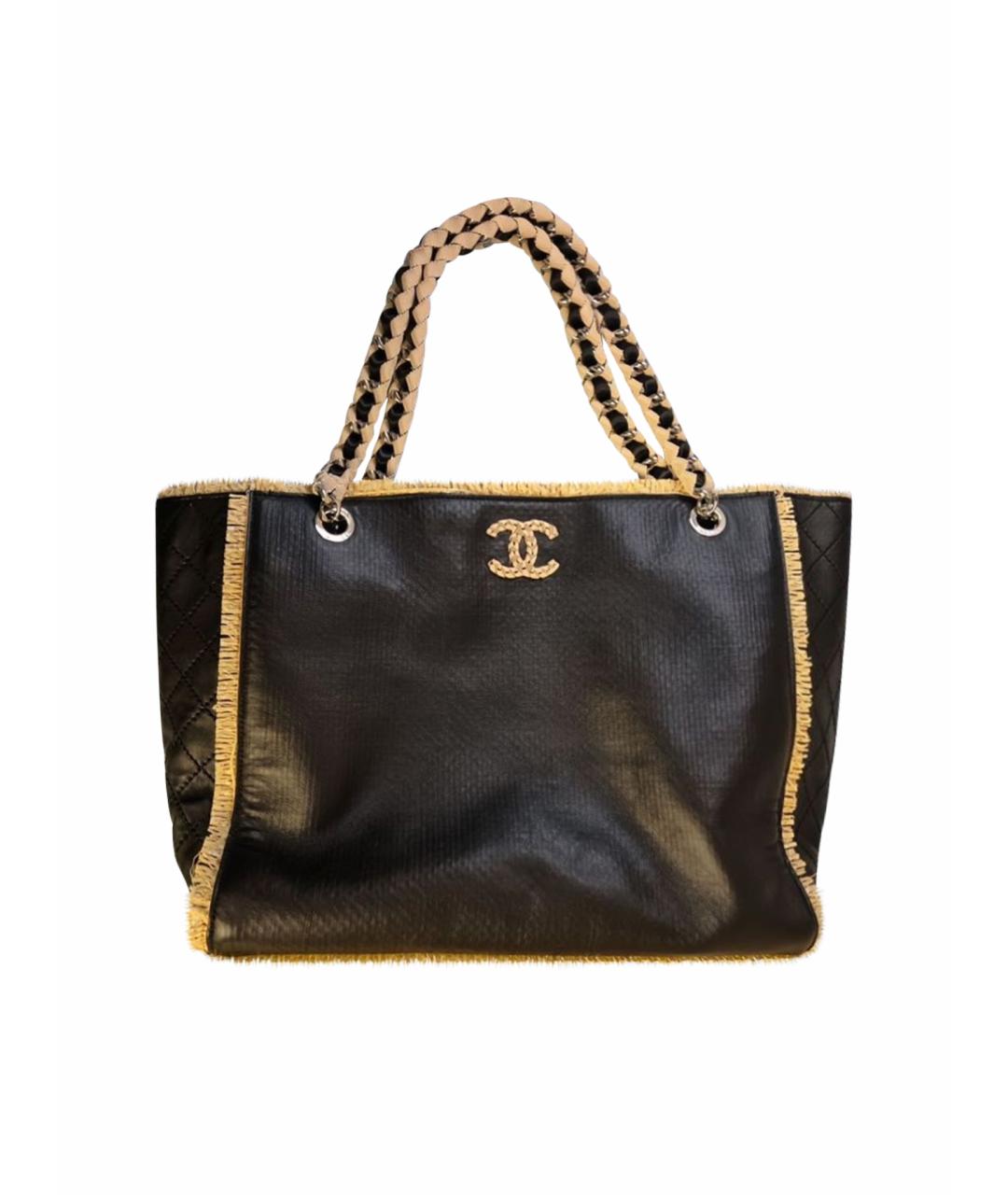 CHANEL Черная сумка с короткими ручками из канвы, фото 1