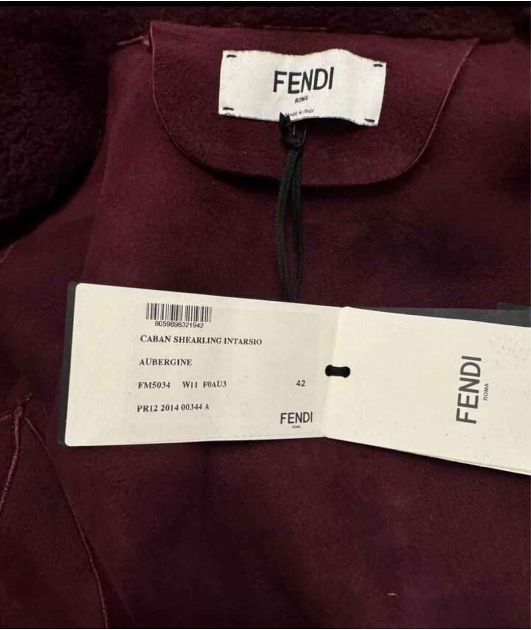 FENDI Бордовая кожаная дубленка, фото 5