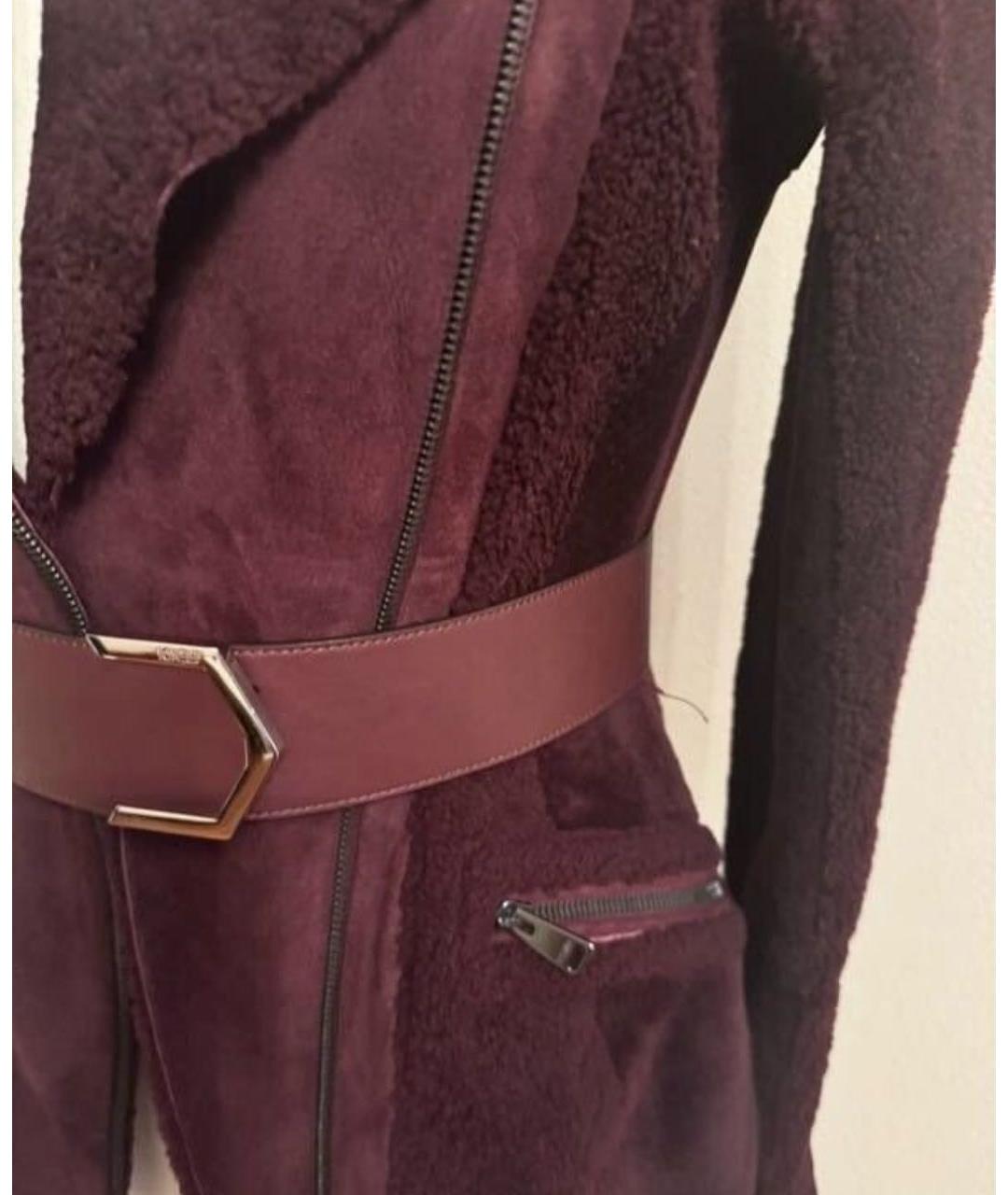 FENDI Бордовая кожаная дубленка, фото 4