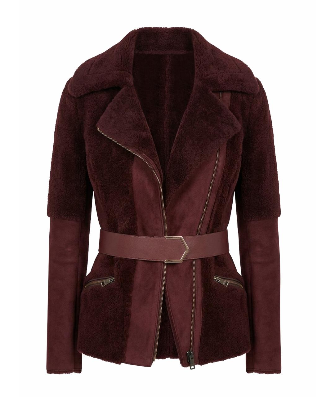 FENDI Бордовая кожаная дубленка, фото 1