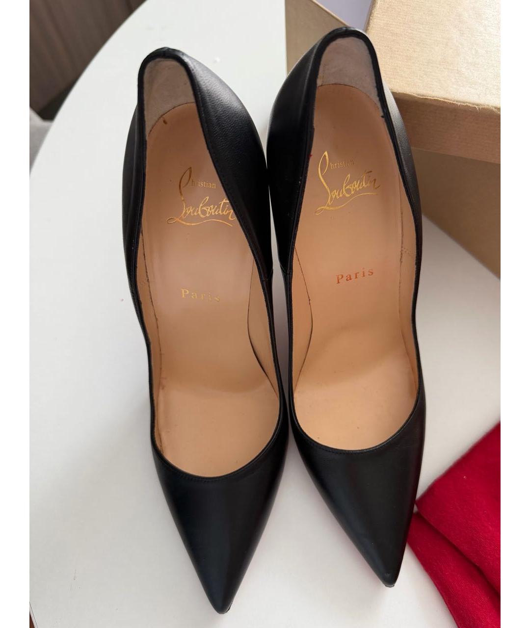CHRISTIAN LOUBOUTIN Черные кожаные туфли, фото 2