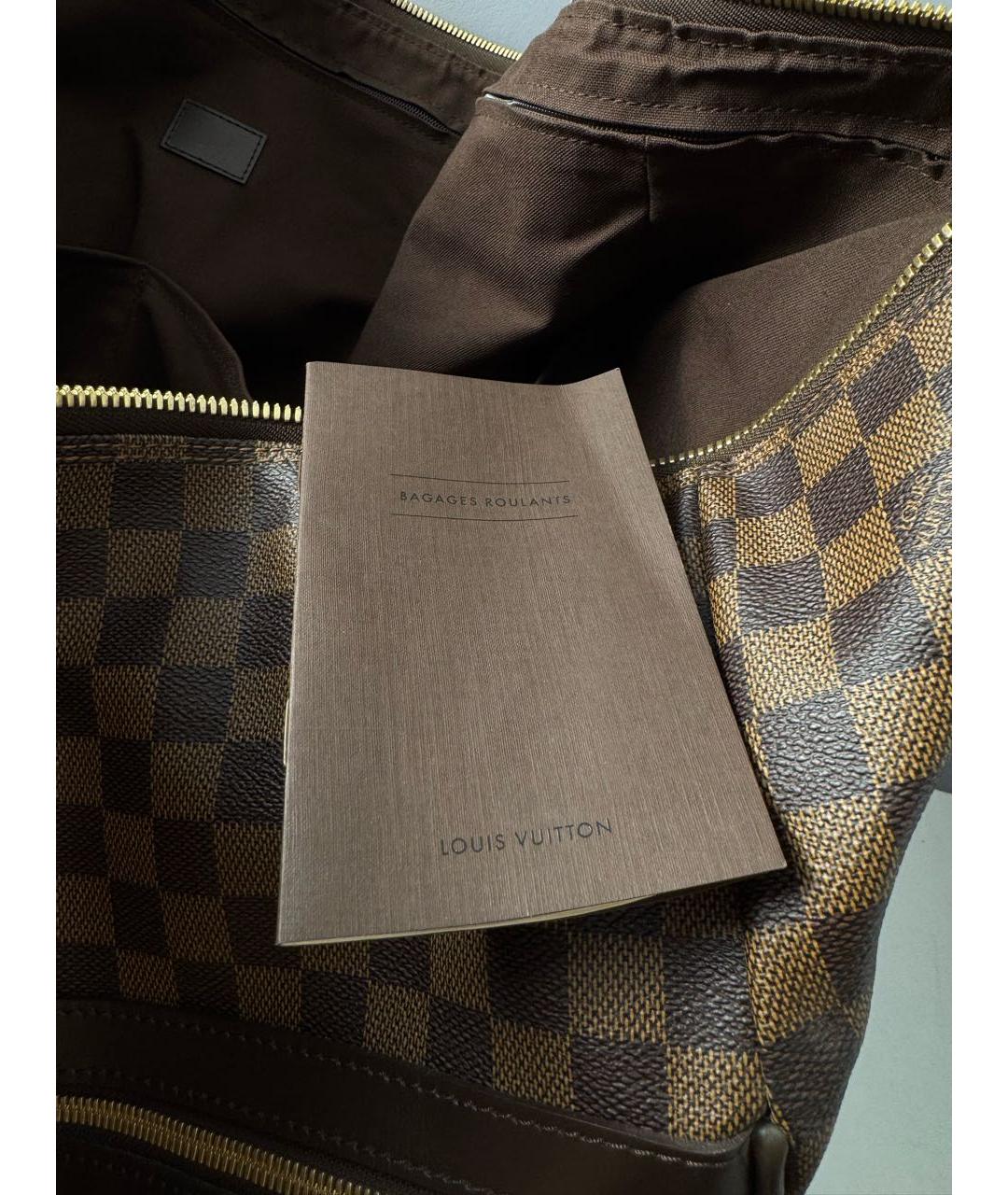 LOUIS VUITTON Коричневый кожаный чемодан, фото 6