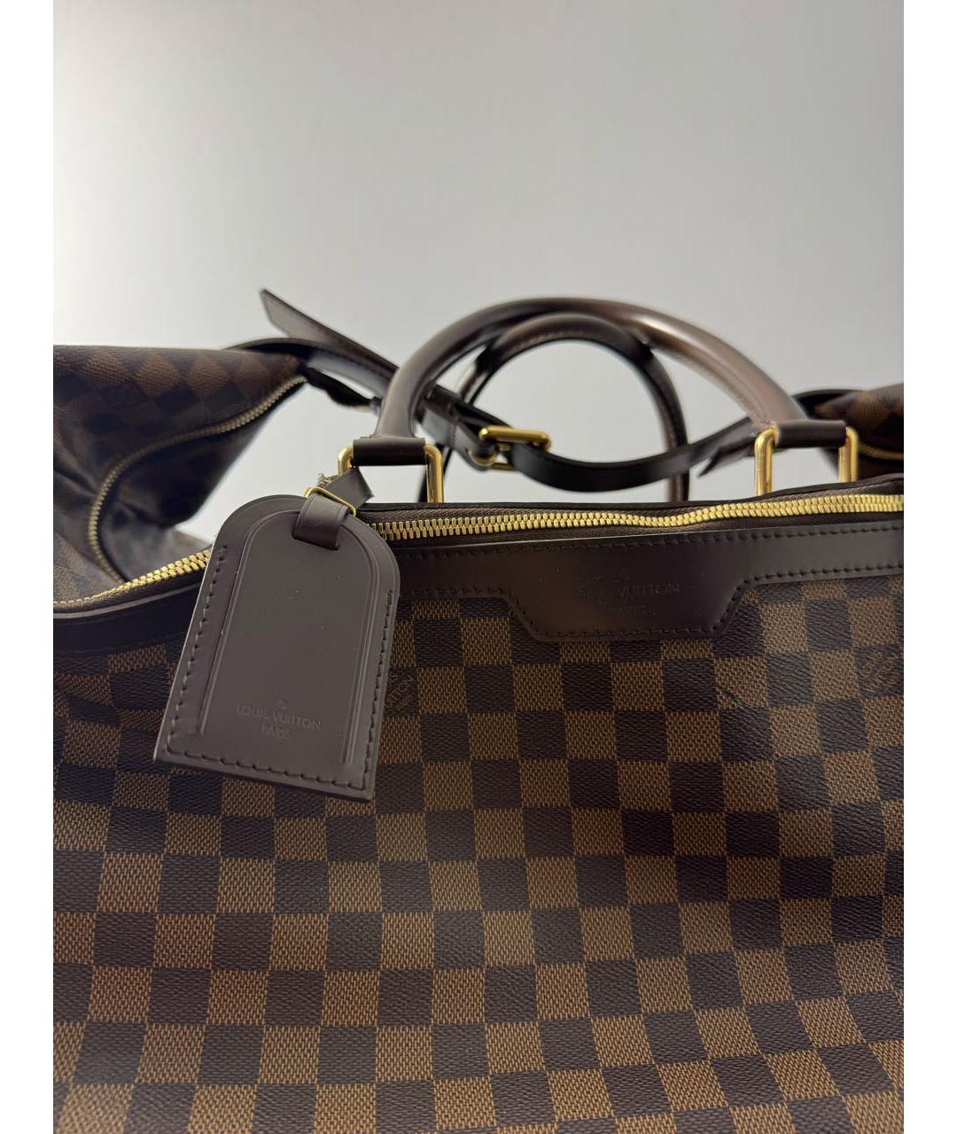 LOUIS VUITTON Коричневый кожаный чемодан, фото 2