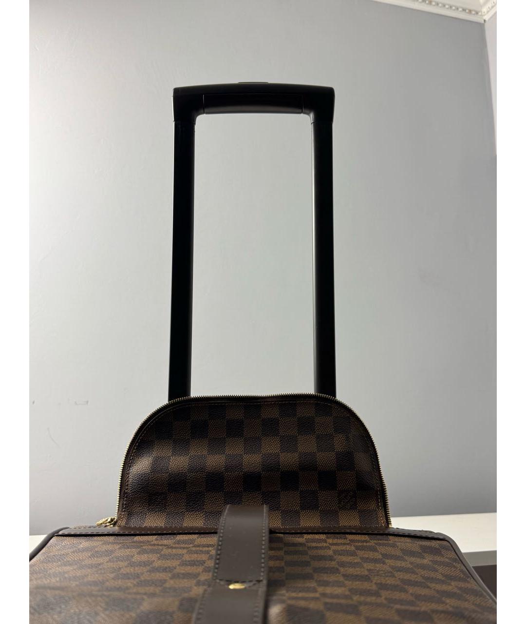 LOUIS VUITTON Коричневый кожаный чемодан, фото 8