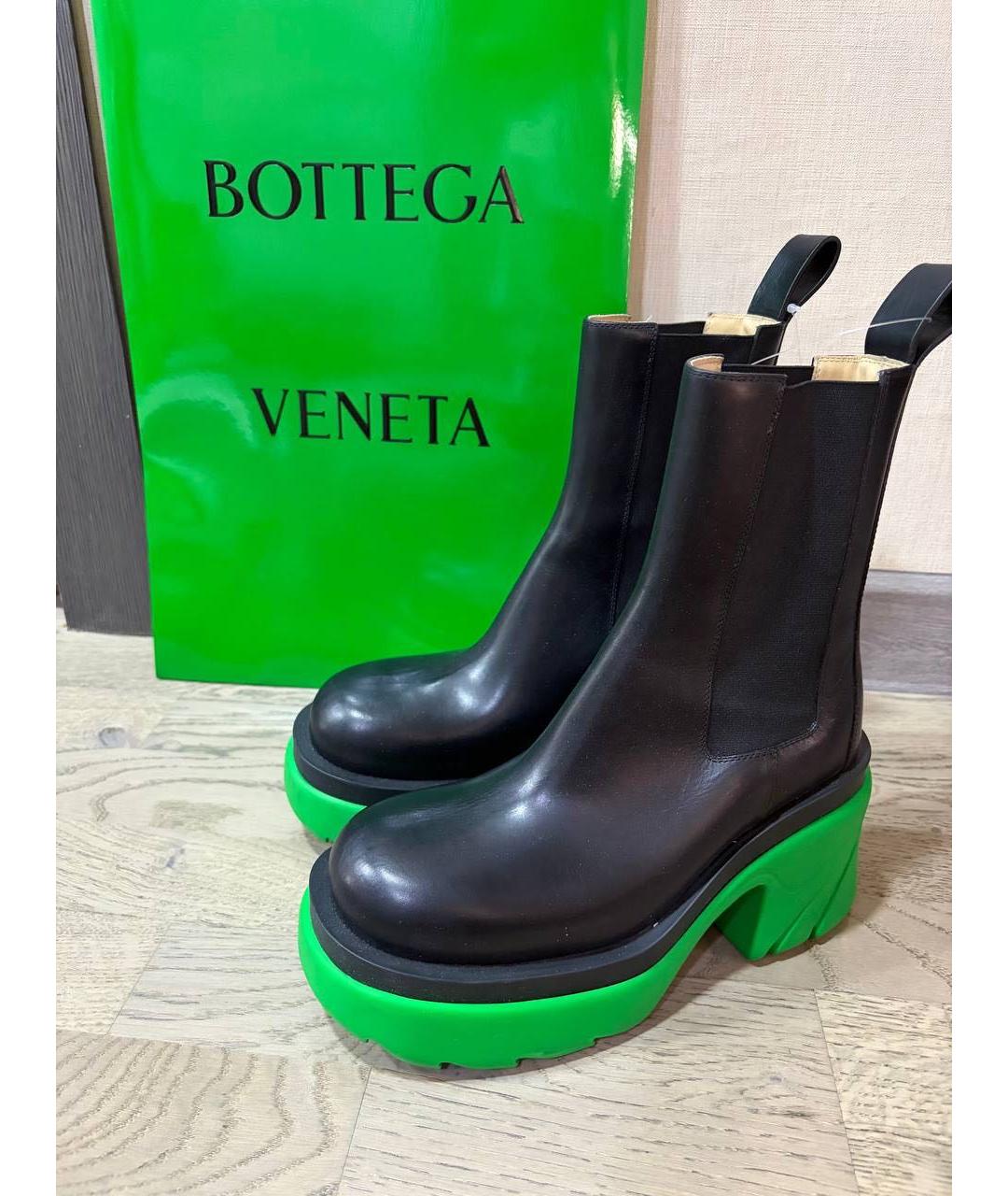 BOTTEGA VENETA Черные кожаные ботильоны, фото 2
