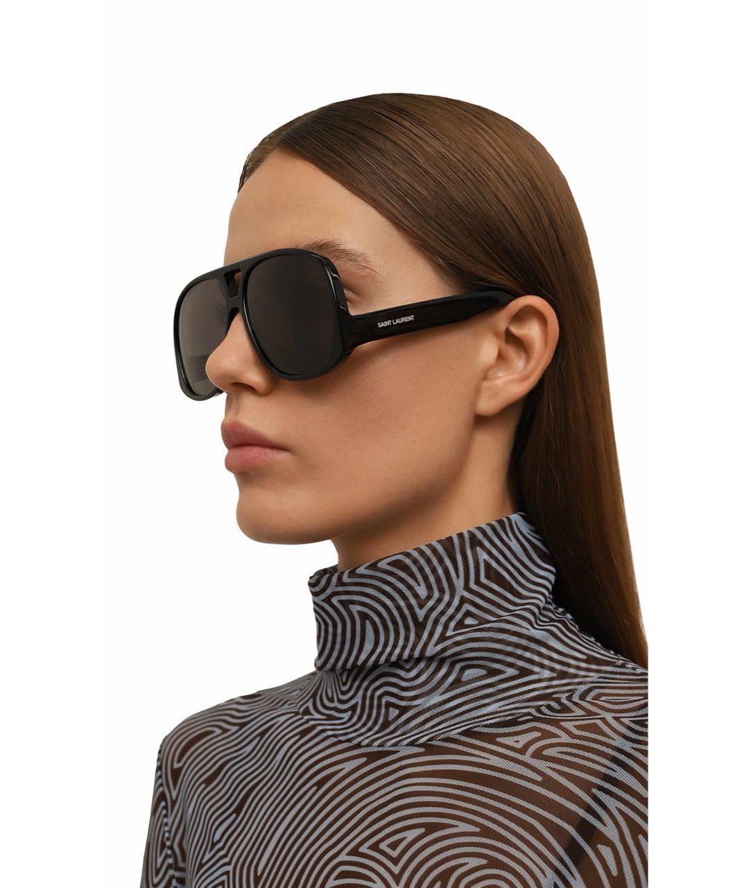 SAINT LAURENT Черные пластиковые солнцезащитные очки, фото 2