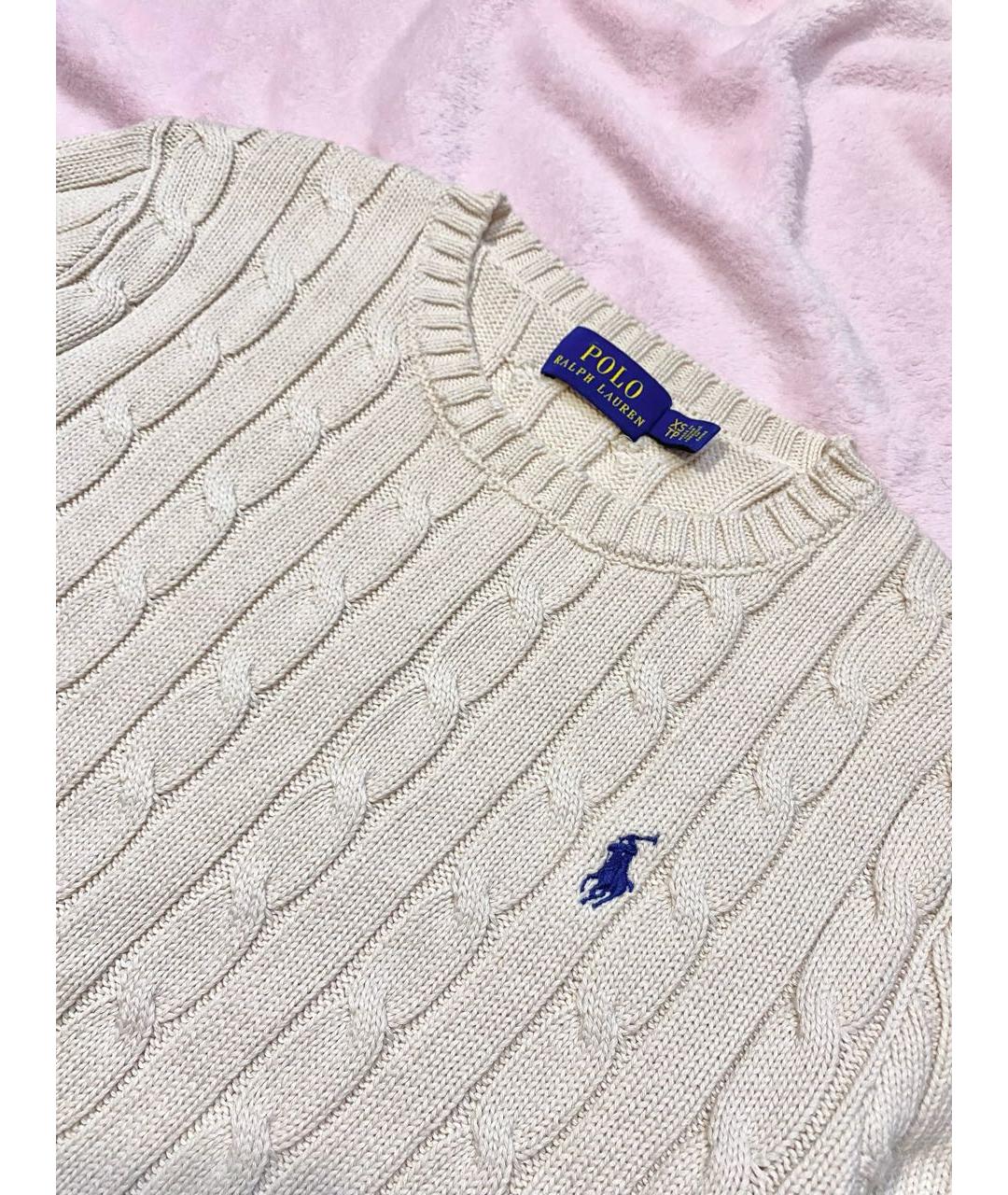 POLO RALPH LAUREN Бежевый хлопковый джемпер / свитер, фото 4