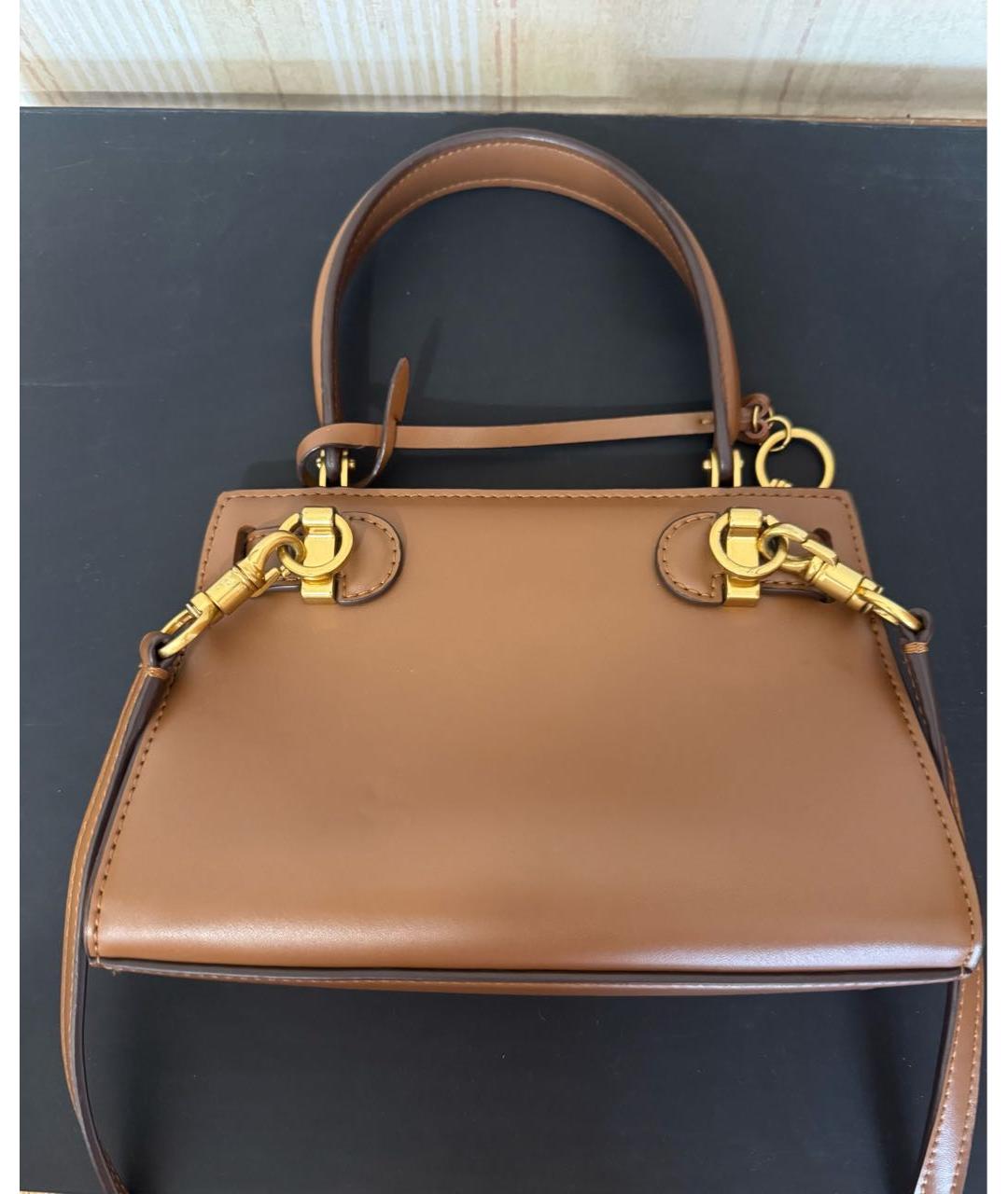 TORY BURCH Коричневая кожаная сумка через плечо, фото 2