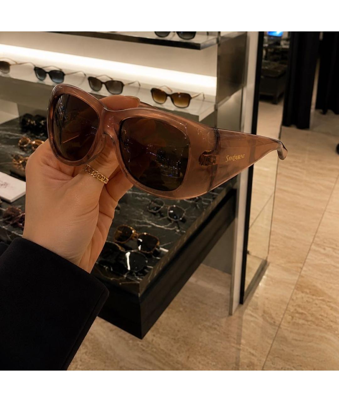 SAINT LAURENT Розовые пластиковые солнцезащитные очки, фото 5