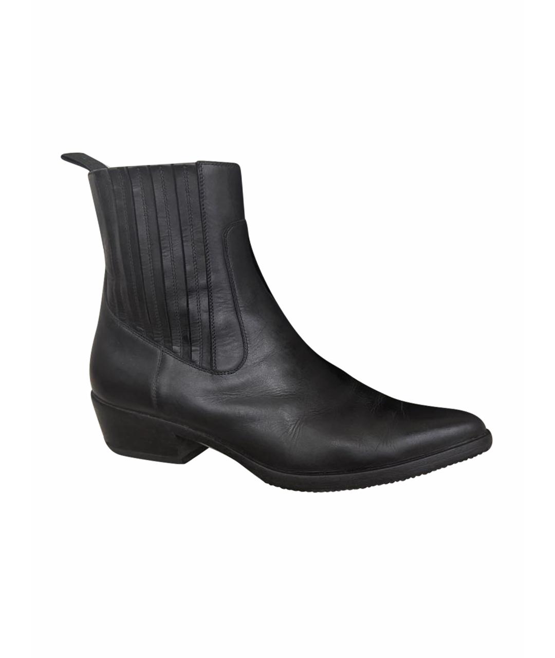 GIORGIO ARMANI Черные кожаные полусапоги, фото 1
