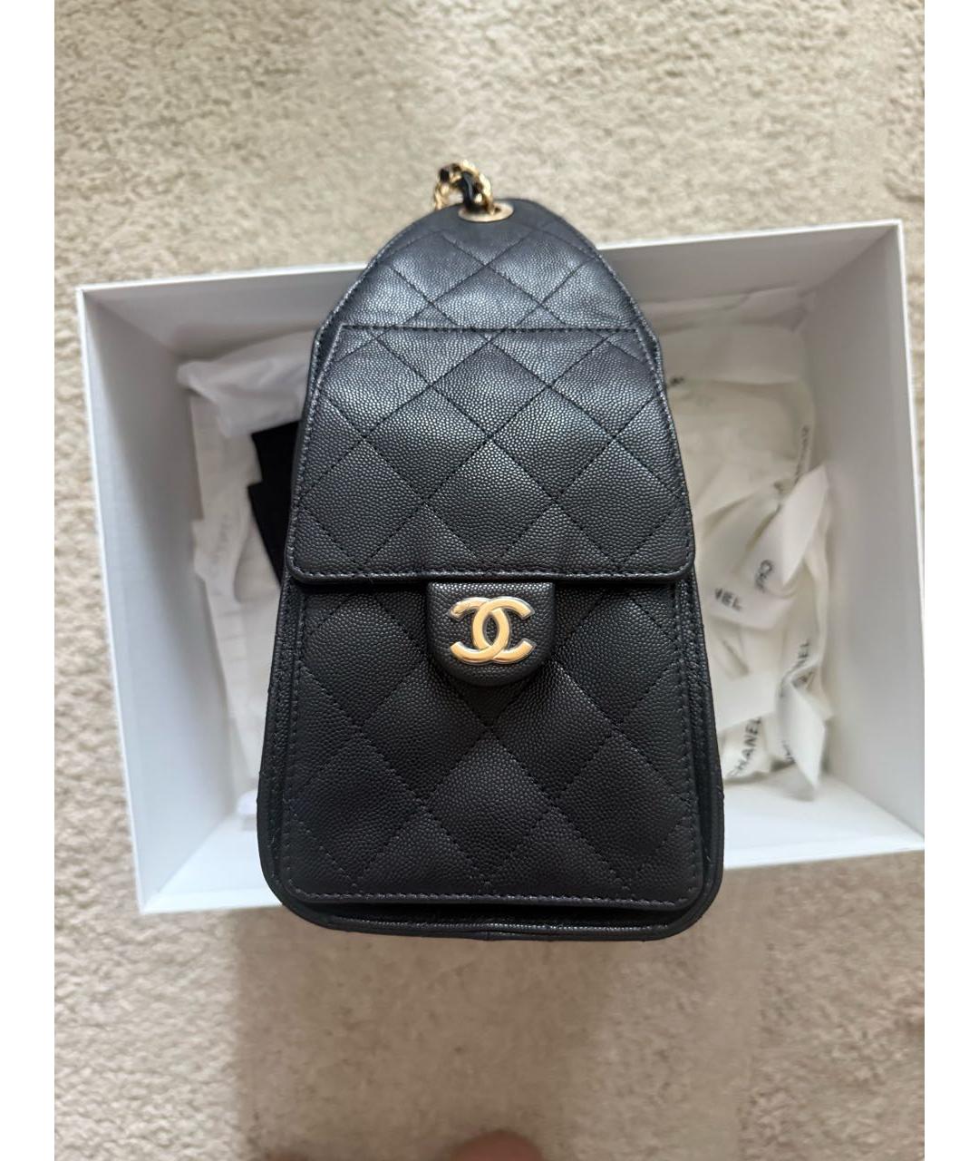 CHANEL Черная кожаная сумка через плечо, фото 3