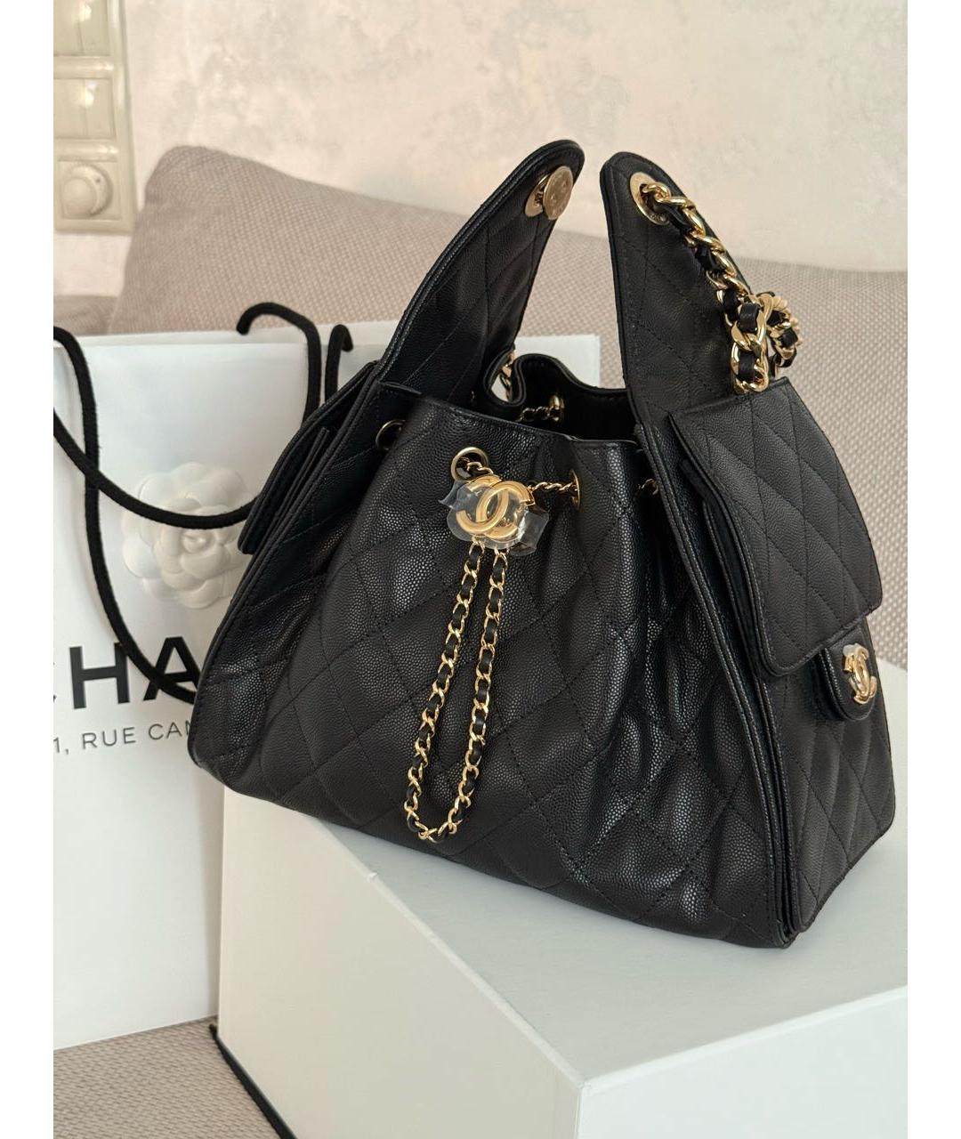 CHANEL Черная кожаная сумка через плечо, фото 4