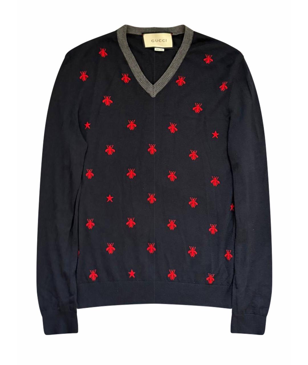 GUCCI Темно-синий шерстяной джемпер / свитер, фото 1