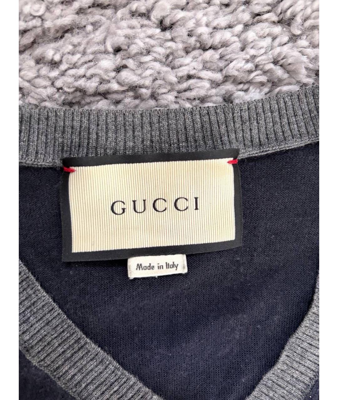 GUCCI Темно-синий шерстяной джемпер / свитер, фото 5