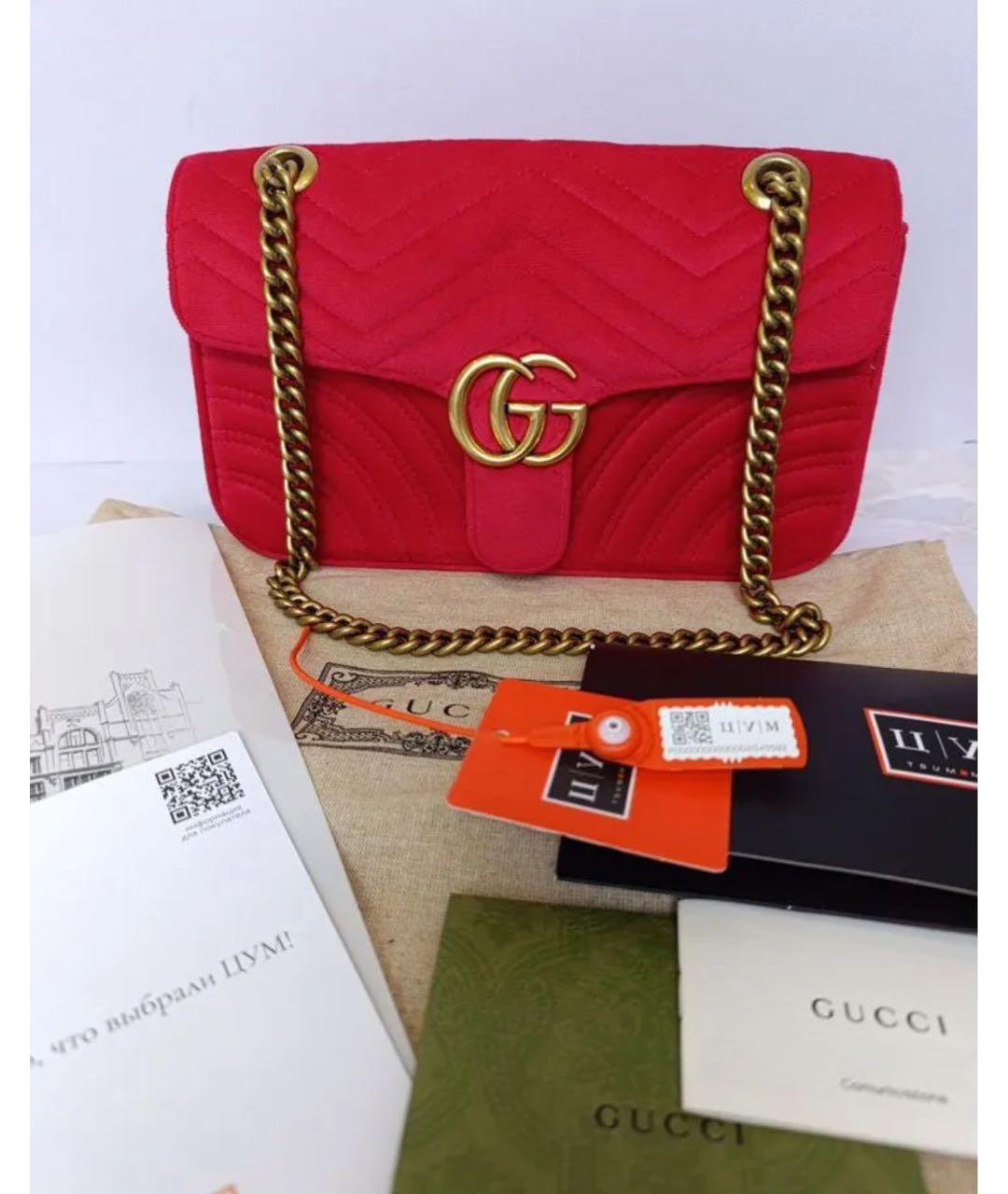 GUCCI Красная замшевая сумка через плечо, фото 8